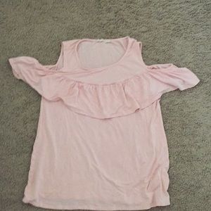 Light pink off the shoulder shirt